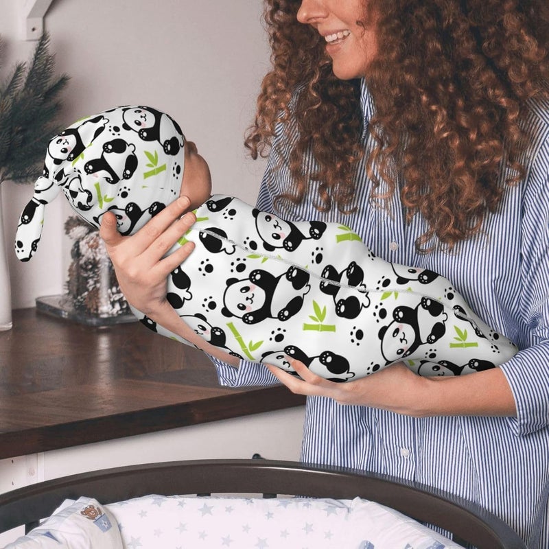 Figtihw Panda Swaddle Blankets Newborn Receiving Blanket Baby Swaddle Wrap Soft Sleeping Sack for Baby Girls Boys - Image 4
